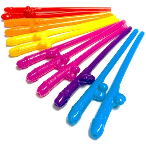 Bright rainbow willy - rainbow, straws